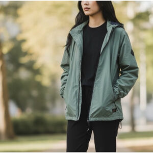 H&M Sage Green Lightweight Hooded Windbreaker Jacket Women’s Large